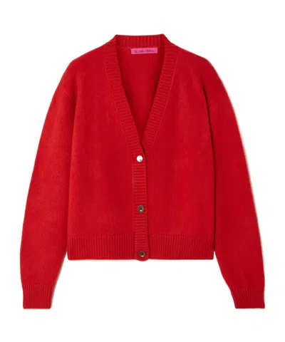 The Elder Statesman Cashmere Cropped Cardigan In Red