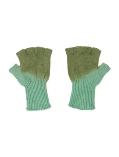 Pre-owned The Elder Statesman Cashmere Fingerless Winter Gloves In Green