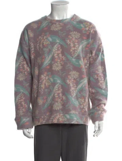 Pre-owned The Elder Statesman Cashmere Floral Print Pullover In Purple
