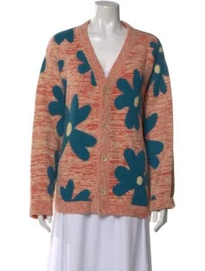 Pre-owned The Elder Statesman Cashmere Floral Print Sweater In Multi
