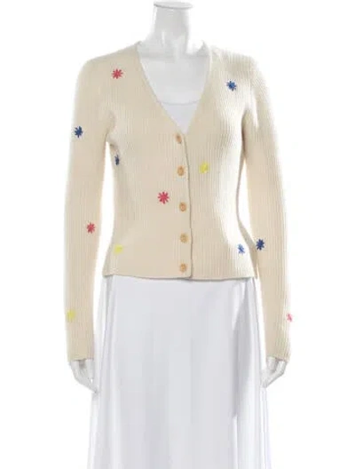 Pre-owned The Elder Statesman Cashmere Floral Print Sweater In Neutrals