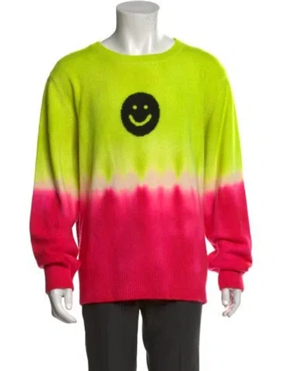 Pre-owned The Elder Statesman Cashmere Graphic Print Pullover In Green