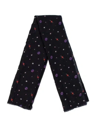 Pre-owned The Elder Statesman Cashmere Graphic Print Scarf In Blue