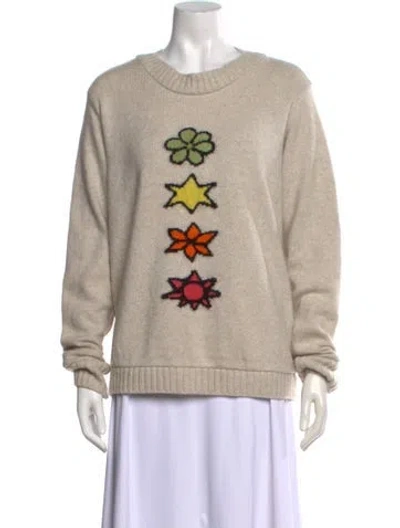 Pre-owned The Elder Statesman Cashmere Graphic Print Sweater In Neutral