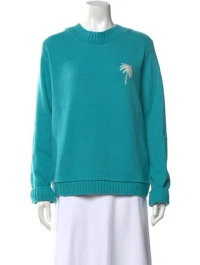 Pre-owned The Elder Statesman Cashmere Graphic Print Sweater W/ Tags In Blue