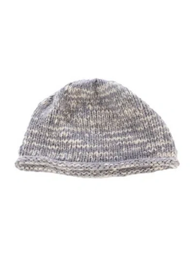 Pre-owned The Elder Statesman Cashmere Grey And Neutral Patterned Knit Beanie In Gray