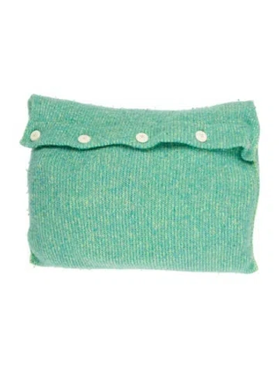 Pre-owned The Elder Statesman Cashmere Knit Packable Travel Blanket In Green