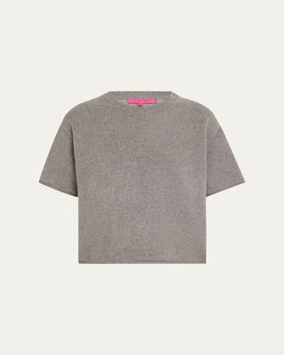 The Elder Statesman Cashmere Knit Top In Lightgrey