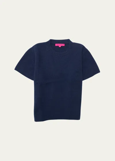 The Elder Statesman Cashmere Knit Top In Navy