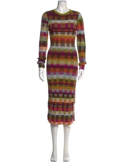 Pre-owned The Elder Statesman Cashmere Long Dress In Green