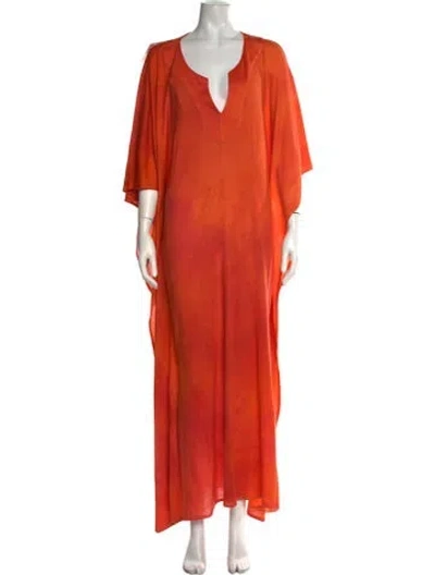 Pre-owned The Elder Statesman Cashmere Long Dress W/ Tags In Orange
