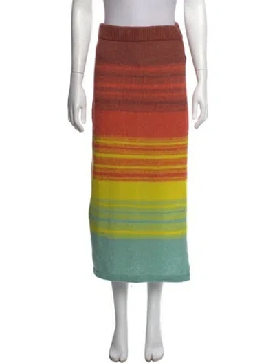 Pre-owned The Elder Statesman Cashmere Long Skirt In Orange