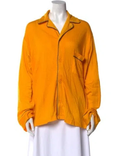 Pre-owned The Elder Statesman Cashmere Long Sleeve Button-up Top W/ Tags In Yellow