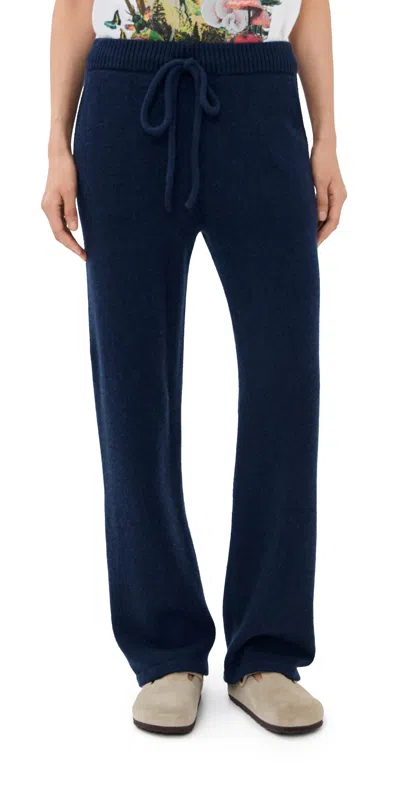 The Elder Statesman Cashmere Lounge Pants Navy In Blue