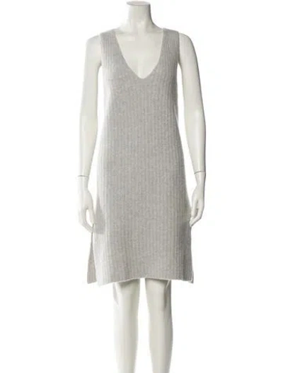 Pre-owned The Elder Statesman Cashmere Midi Length Dress In Gray