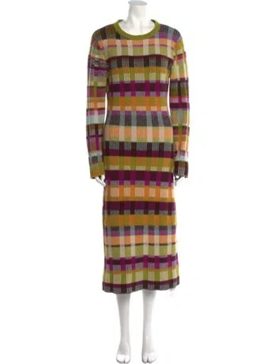 Pre-owned The Elder Statesman Cashmere Midi Length Dress In Multi