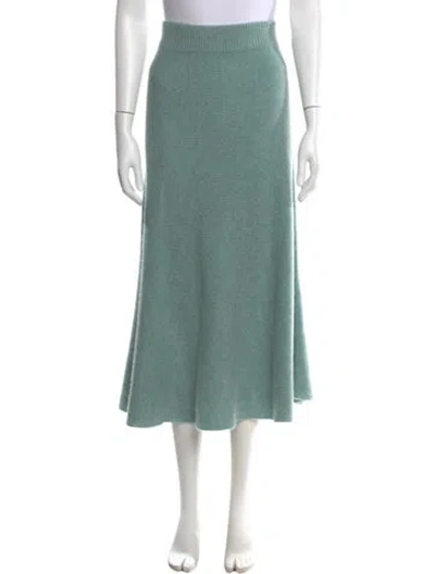Pre-owned The Elder Statesman Cashmere Midi Length Skirt In Green