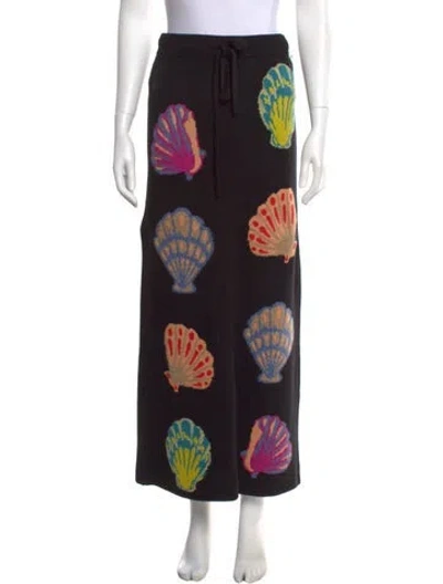 Pre-owned The Elder Statesman Cashmere Midi Length Skirt W/ Tags In Black