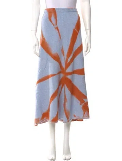 Pre-owned The Elder Statesman Cashmere Midi Length Skirt W/ Tags In Blue