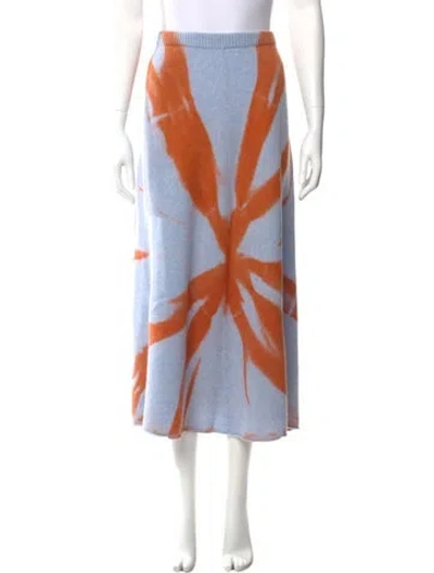 Pre-owned The Elder Statesman Cashmere Midi Length Skirt W/ Tags In Blue