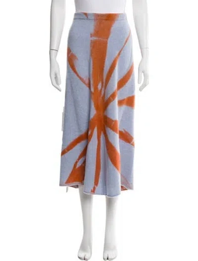 Pre-owned The Elder Statesman Cashmere Midi Length Skirt W/ Tags In Blue