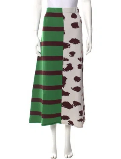 Pre-owned The Elder Statesman Cashmere Midi Length Skirt W/ Tags In Green