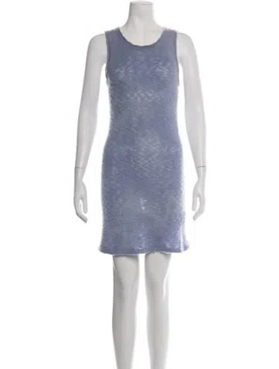 Pre-owned The Elder Statesman Cashmere Mini Dress In Blue