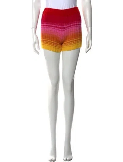 Pre-owned The Elder Statesman Cashmere Mini Shorts W/ Tags In Pink/red/yellow