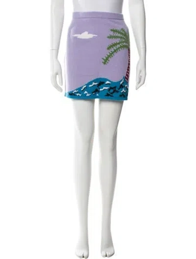 Pre-owned The Elder Statesman Cashmere Mini Skirt W/ Tags In Purple