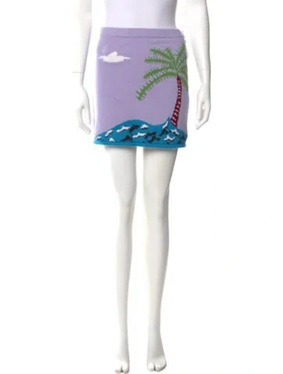Pre-owned The Elder Statesman Cashmere Mini Skirt W/ Tags In Purple