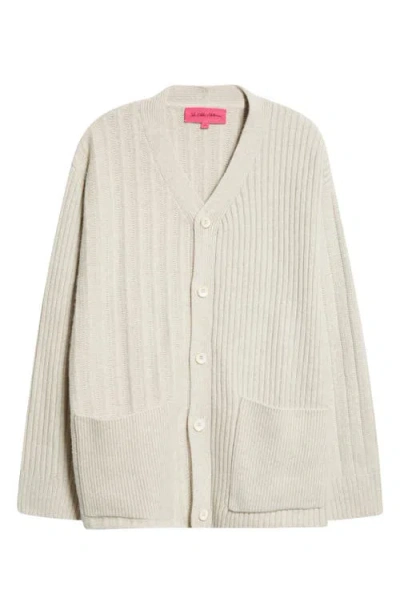 The Elder Statesman Cashmere Mixed Rib Cigar Cardigan In White