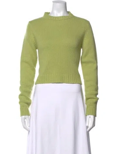 Pre-owned The Elder Statesman Cashmere Mock Neck Sweater In Green