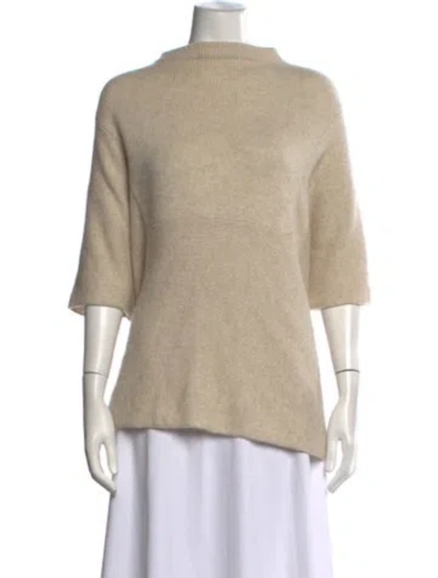 Pre-owned The Elder Statesman Cashmere Mock Neck Sweater In Neutrals