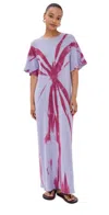 The Elder Statesman Cashmere Mythic Oversized Tee Dress Lilac With Red Cedar
