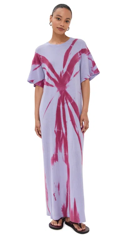 The Elder Statesman Cashmere Mythic Oversized Tee Dress Lilac With Red Cedar