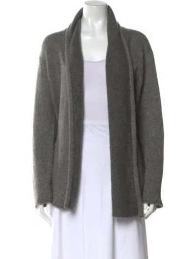 Pre-owned The Elder Statesman Cashmere Open Front Sweater In Gray