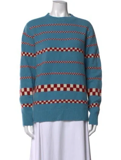 Pre-owned The Elder Statesman Cashmere Patterned Sweater In Blue