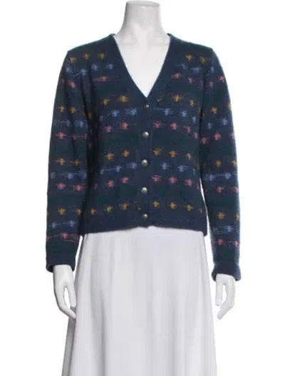 Pre-owned The Elder Statesman Cashmere Patterned Sweater In Blue