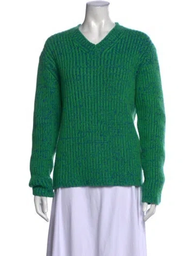 Pre-owned The Elder Statesman Cashmere Patterned Sweater In Green