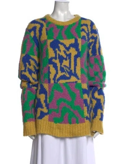 Pre-owned The Elder Statesman Cashmere Patterned Sweater In Green/purple/yellow