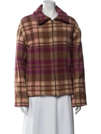 Pre-owned The Elder Statesman Cashmere Plaid Print Jacket In Brown