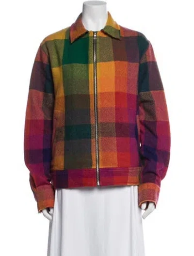Pre-owned The Elder Statesman Cashmere Plaid Print Jacket In Multicolor