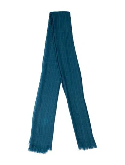 Pre-owned The Elder Statesman Cashmere Plaid Print Scarf In Blue