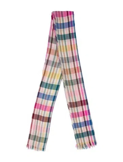 Pre-owned The Elder Statesman Cashmere Plaid Print Scarf In Neutrals