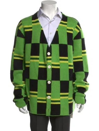 Pre-owned The Elder Statesman Cashmere Printed Cardigan In Green