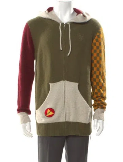 Pre-owned The Elder Statesman Cashmere Printed Hoodie In Green