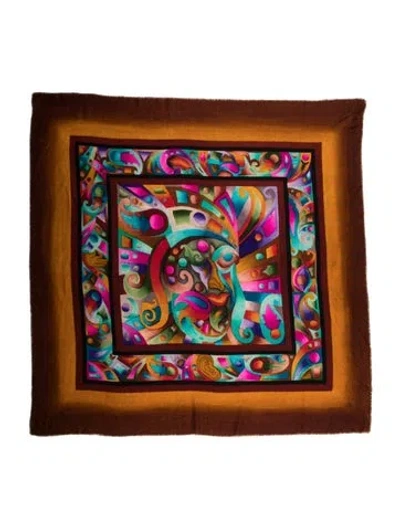 Pre-owned The Elder Statesman Cashmere Printed Scarf In Brown
