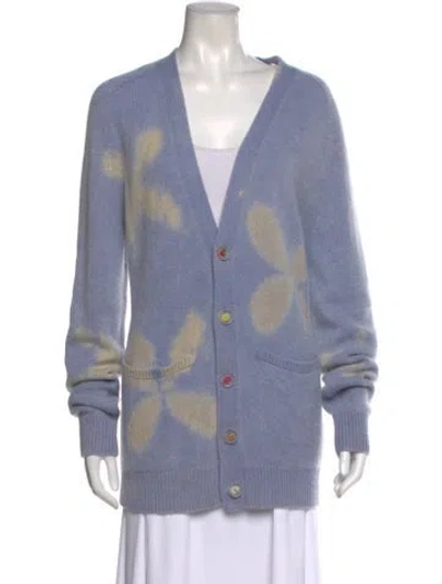 Pre-owned The Elder Statesman Cashmere Printed Sweater In Blue/purple