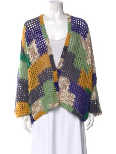 Pre-owned The Elder Statesman Cashmere Printed Sweater In Green