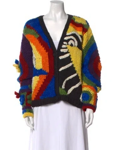 Pre-owned The Elder Statesman Cashmere Printed Sweater In Yellow